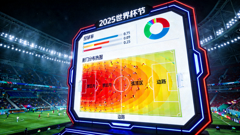 2026世界杯比赛现场数据统计大屏显示控球率和射门分布热图